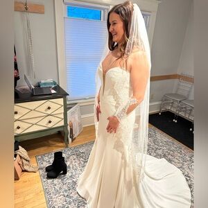 Elegant White Veil with Lace Details